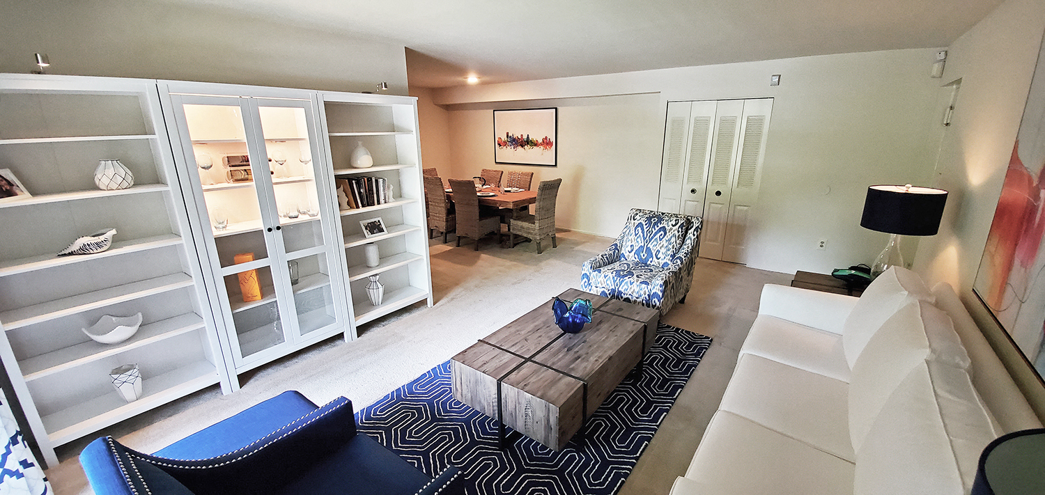 Living and balcony at Spring Valley Apartments, Cockeysville, MD